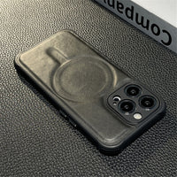 Luxury Leather Magsafe ShockProof Case For iPhone 14 13 12 series