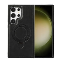 PU Leather Magnetic MagSafe Case with Ring Stand For Samsung Galaxy S24 S23 S22 Ultra Plus