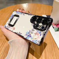 Logo Hole Camera Film Transparent Flower Case For Samsung Galaxy S23 S22 Ultra Plus