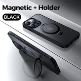 Magnetic Wireless Charger Frosted Ring Holder Case for iPhone 15 14 13 series