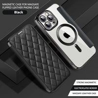 Flip Magnetic Lens Protection Card Holder Leather Case For iPhone 15 14 13 series