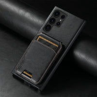 Leather Bracket Card Holders Wallet Case For Samsung S23 S22 Ultra Plus