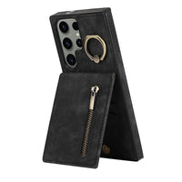 Zipper Leather Wallet Bracket Case For Samsung Galaxy S23 S22 S21 Ultra Plus