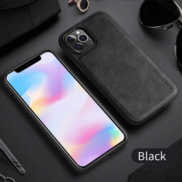 Shockproof Soft Silicone Edge Back Cover PU Leather Waterproof Case For iPhone 12 Series