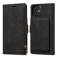 Wallet Leather Zipper Flip Book Case For iPhone 14 13 12 series