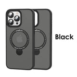 Metal Lens Ring Camera Glass Protection Phone Case With Magnetic Magsafe Rotating Stand For iPhone 15 14 13 12 series