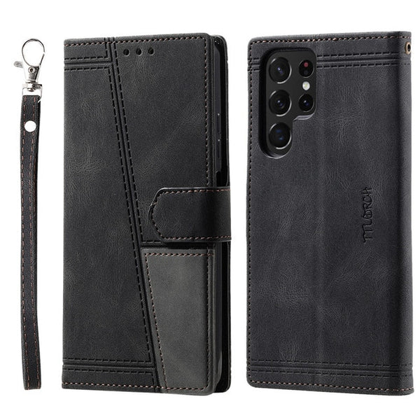 Wrist Strap Flip Leather Wallet Card Holder Case For Samsung Galaxy S23 S22 S21 Ultra Plus