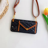 Lanyard Leather Detachable Card Bag Wallet Case For iPhone 14 13 12 series