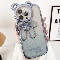 Glitter Bear Shoulder Strap Camera Stand Holder Case for iPhone 14 13 12 series