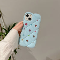 Glitter Diamond Rhombus Lattice Love Heart Case For iPhone 14 13 12 series