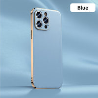 Genuine Cowhide Leather Plating Shockproof Lens Protection Case for iPhone 14 13 12 series