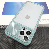 Luxury Slide Camera Lens Cap Transparent Clear Shockproof Case For iPhone 14 13 12 series