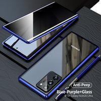 Privacy Glass Anti-peeping 360 Full Cover Metal Magnetic Case for Samsung Galaxy Note 20 Series