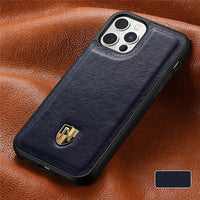 Ultra Thin Genuine Cowhide Leather Luxury Business Case for iPhone 13 12 Pro Max Mini