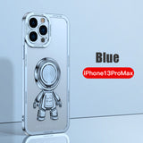 Plating 3D Astronaut Magnetic Ring Holder Case for iPhone 13 12 11 Pro Max