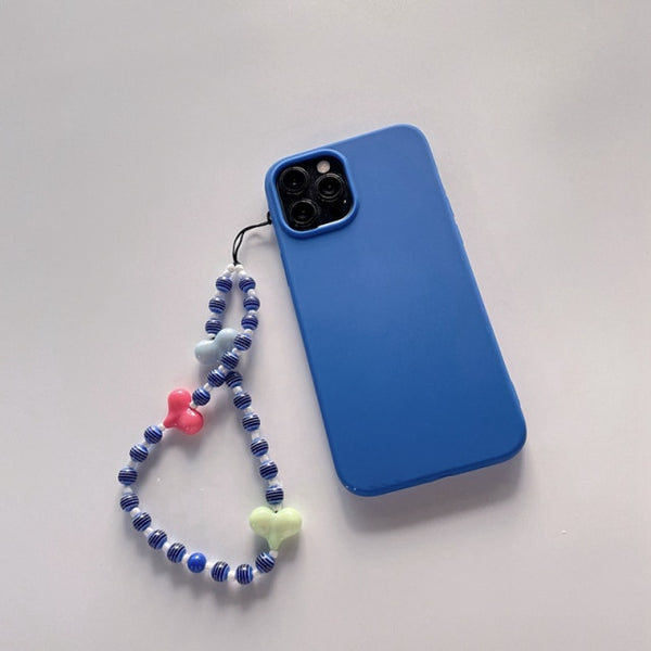 Soft Silicone Phone Case with Bohemian Acrylic Colorful Beaded Love Heart Lanyard For Iphone 12 11 Series