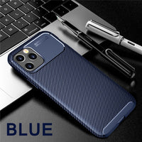 Shockproof Carbon Fiber Slim Silicone Leather Case for Apple iPhone 13 12 11 Series