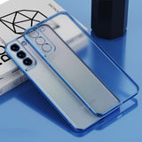 Luxury Plating Square Frame Silicone Transparent Case For Samsung Galaxy S21 S21 FE Series