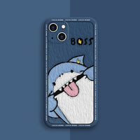 Funny Boss Cute Shark Case For iPhone 14 13 12 series