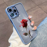 Smoking Rose Diamond Lens Protection Case For iPhone 14 13 12 series