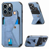 Carbon Fiber Leather Wallet Case for iPhone 13 12 11 Pro Max Mini