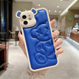 Luxury Bear Camera Soft Leather Case for iPhone 14 13 12 series