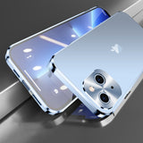 360° Fully Sealed Magnetic Adsorption Metal Alloy HD Glass Double Sided Protection Case For iPhone 14 13 12 series