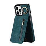 Zipper Cards Holder Leather Wallet Kickstand Case For iPhone 14 13 12 series