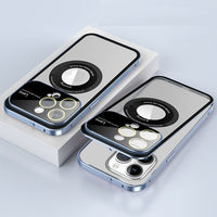 Magnetic Metal Glass Lens Large Window Wireless Charging Magsafe Case For iPhone 14 13 12 series