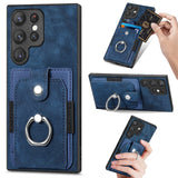 Luxury Leather Ring Bracket Card Bag Wallet Case For Samsung S23 22 21 series