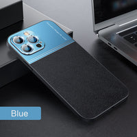 Luxury Leather Metal 2 in 1 Case for iPhone 13 12 11 Pro Max