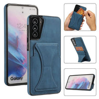 Luxury Card Slot Bracket Leather Case For Samsung S21 S20 Note 20 Series