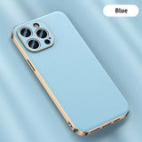 Luxury Plating Shockproof Lens Protection Leather Case for iPhone 14 13 12 series