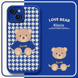 Love Bear Stripped Color Case For iPhone 14 13 12 series