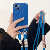 Double Chain Crossbody Lanyard Leather Back Case for iPhone 13 12 11 Pro Max