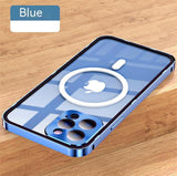 MagSafe Metal Frame Transparent Case for iPhone 14 13 12 series