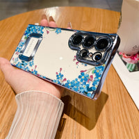 Logo Hole Camera Film Transparent Flower Case For Samsung Galaxy S23 S22 Ultra Plus