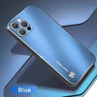 Laser Metal Brushed Shockproof Antidrop Case Lens Protection For iPhone 13 12 11 Pro Max Mini