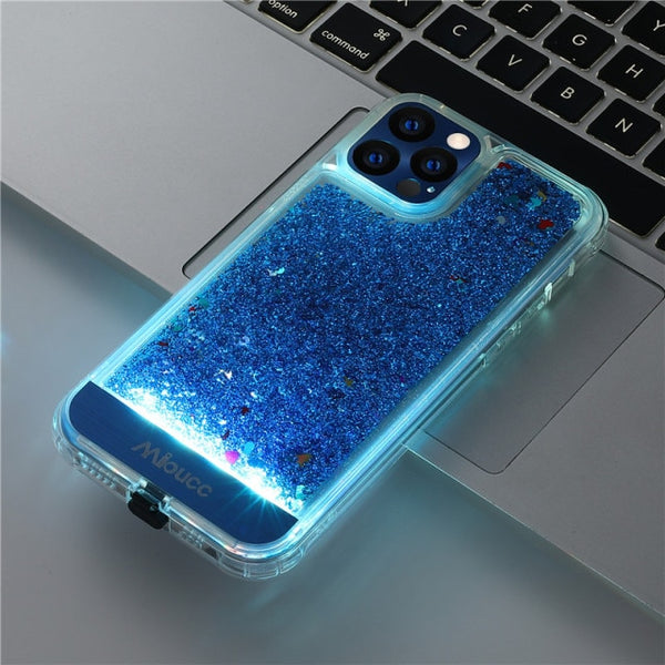 Sound Music Control Led Light Up Glitter Phone Case for iPhone 13 12 11