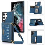 Lanyard Zipper Wallet Leather Case For Samsung Galaxy S23 S22 S21 series