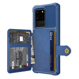 PU Leather Flip Wallet Cover with Photo Holder Hard Back Cover Case for Samsung Galaxy S20 Series