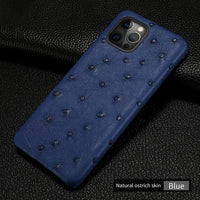 Real Ostrich Leather Case For iPhone 12 & 11 Series