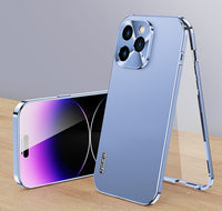 360° Full Screen Lens Metal Magnetic Magsafe Cases Aluminum Alloy HD Glass Case For iPhone 14 13 12 series