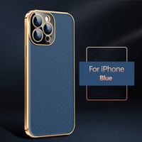 Plating Porsche Pattern Leather Case For iPhone 13 12 11 Series