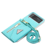 Crossbody Strap Leather Wallet Case For Samsung Galaxy Z Flip 4 3