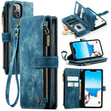 Leather Wallet Magnet Flip Case With Wrist Strap For iPhone 15 14 13 12 series