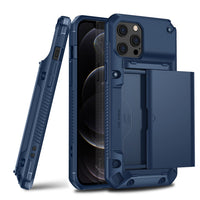 Armor Slide Card Slot Case for iPhone 13 12 11 Mini Pro Max