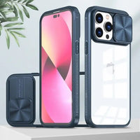 Slide Camera Lens Protection Bumper Shockproof Clear Hard PC Case For iPhone 15 14 13 12 series