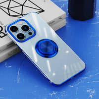 Plalting Transparent Silicone Magnetic Case with Ring Holder For iPhone 14 13 12 series