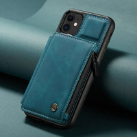 Retro Leather Zipper Wallet Back Case Heavy Duty Protection with Kickstand Case For iPhone 11 Series